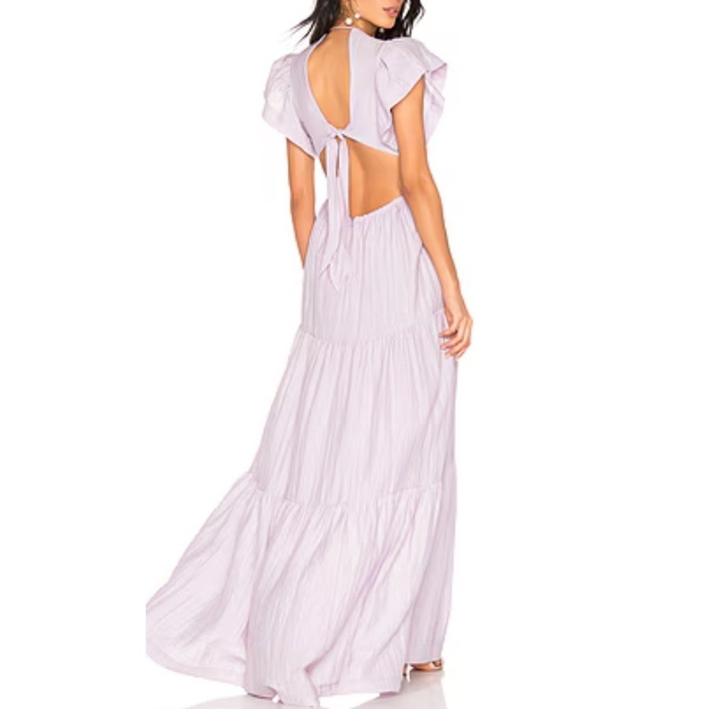Sabina Musayev Cecilia Maxi Dress in Lilac OPEN Back Revolve Pockets $400 MINT